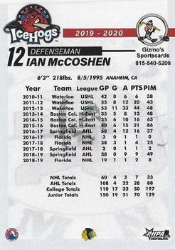 2019-20 Gizmo's Sportscards Rockford IceHogs (AHL) #NNO Ian McCoshen Back