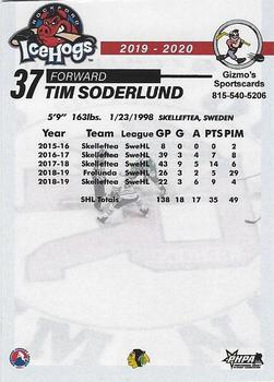 2019-20 Gizmo's Sportscards Rockford IceHogs (AHL) #NNO Tim Soderlund Back
