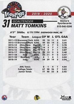 2019-20 Gizmo's Sportscards Rockford IceHogs (AHL) #NNO Matt Tomkins Back