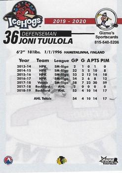 2019-20 Gizmo's Sportscards Rockford IceHogs (AHL) #NNO Joni Tuulola Back