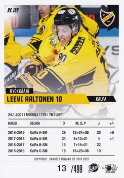 2019-20 Cardset Finland Series 2 - Rookie Series 2 #RC 186 Leevi Aaltonen Back