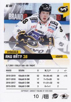 2019-20 Cardset Finland Series 2 - Rookie Series 2 #RC 189 Aku Räty Back