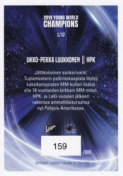 2019-20 Cardset Finland Series 2 - 2019 Young World Champions #1 Ukko-Pekka Luukkonen Back
