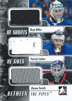 2010-11 In The Game Between The Pipes - He Shoots - He Saves #HSHS-5 Ryan Miller / Patrick Lalime / Jhonas Enroth Front