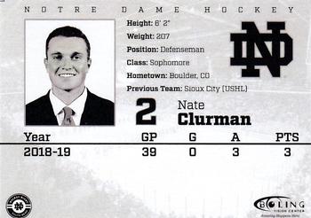 2019-20 Notre Dame Fighting Irish (NCAA) #NNO Nate Clurman Back