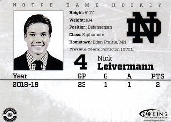 2019-20 Notre Dame Fighting Irish (NCAA) #NNO Nick Leivermann Back