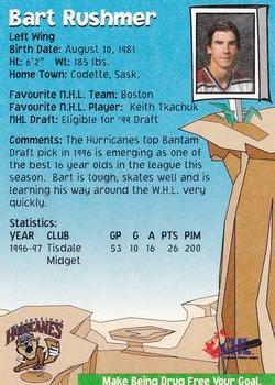 1997-98 Lethbridge Hurricanes (WHL) #NNO Bart Rushmer Back
