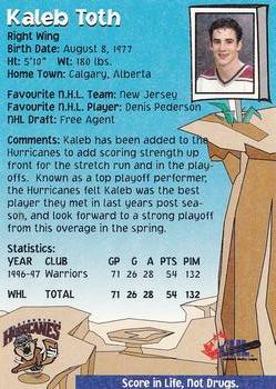 1997-98 Lethbridge Hurricanes (WHL) #NNO Kaleb Toth Back
