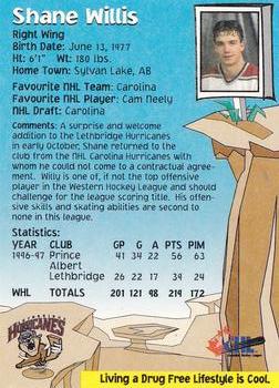 1997-98 Lethbridge Hurricanes (WHL) #NNO Shane Willis Back