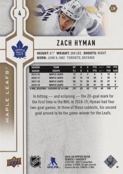 2019-20 Upper Deck - Silver Foil #4 Zach Hyman Back