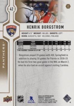 2019-20 Upper Deck - Silver Foil #42 Henrik Borgstrom Back