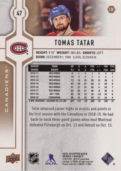 2019-20 Upper Deck - Silver Foil #47 Tomas Tatar Back