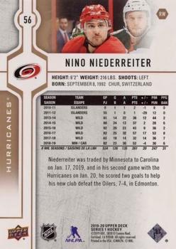 2019-20 Upper Deck - Silver Foil #56 Nino Niederreiter Back