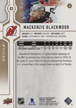 2019-20 Upper Deck - Silver Foil #83 Mackenzie Blackwood Back