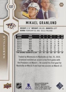 2019-20 Upper Deck - Silver Foil #137 Mikael Granlund Back