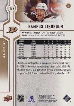 2019-20 Upper Deck - Silver Foil #179 Hampus Lindholm Back