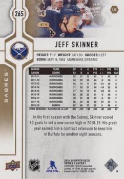 2019-20 Upper Deck - Silver Foil #265 Jeff Skinner Back