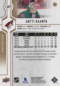 2019-20 Upper Deck - Silver Foil #407 Antti Raanta Back