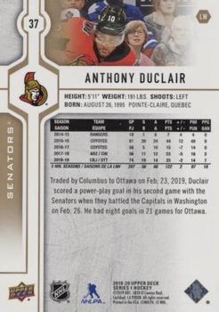2019-20 Upper Deck - Speckled Rainbow Foil #37 Anthony Duclair Back