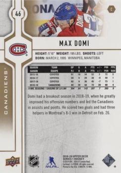 2019-20 Upper Deck - Speckled Rainbow Foil #46 Max Domi Back