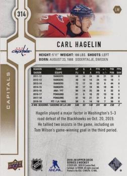 2019-20 Upper Deck - Speckled Rainbow Foil #314 Carl Hagelin Back