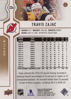 2019-20 Upper Deck - Speckled Rainbow Foil #334 Travis Zajac Back