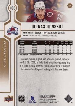 2019-20 Upper Deck - Speckled Rainbow Foil #380 Joonas Donskoi Back