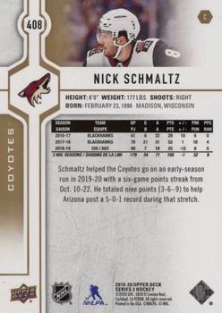 2019-20 Upper Deck - Speckled Rainbow Foil #408 Nick Schmaltz Back