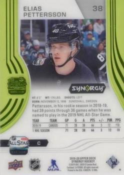 2019-20 Upper Deck Synergy - Green #38 Elias Pettersson Back