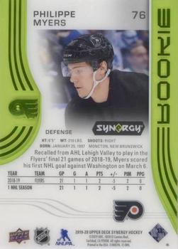 2019-20 Upper Deck Synergy - Green #76 Philippe Myers Back