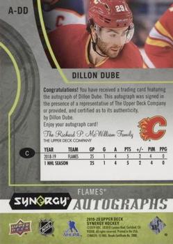 2019-20 Upper Deck Synergy - Autographs #A-DD Dillon Dube Back