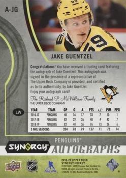 2019-20 Upper Deck Synergy - Autographs #A-JG Jake Guentzel Back