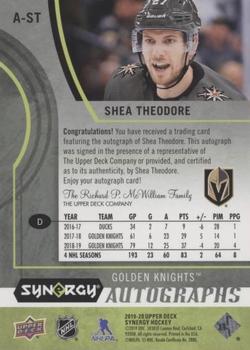 2019-20 Upper Deck Synergy - Autographs #A-ST Shea Theodore Back