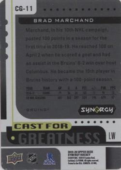 2019-20 Upper Deck Synergy - Cast For Greatness #CG-11 Brad Marchand Back