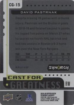 2019-20 Upper Deck Synergy - Cast For Greatness #CG-15 David Pastrnak Back