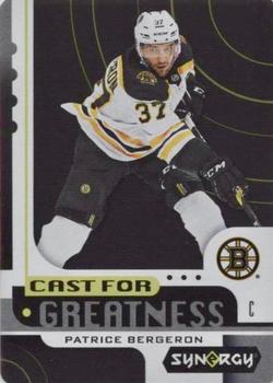 2019-20 Upper Deck Synergy - Cast For Greatness Black #CG-18 Patrice Bergeron Front