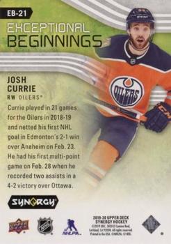 2019-20 Upper Deck Synergy - Exceptional Beginnings #EB-21 Josh Currie Back