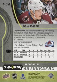 2019-20 Upper Deck Synergy - Rookie Autographs #A-CM Cale Makar Back