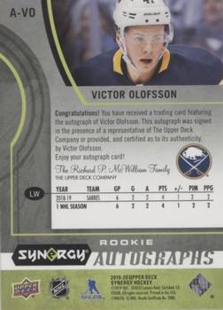 2019-20 Upper Deck Synergy - Rookie Autographs #A-VO Victor Olofsson Back
