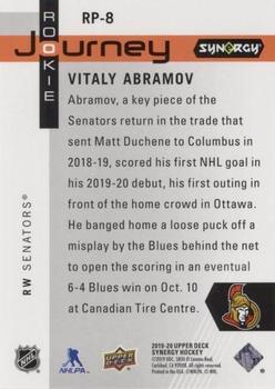 2019-20 Upper Deck Synergy - Rookie NHL Journey - Home Jersey #RP-8 Vitaly Abramov Back