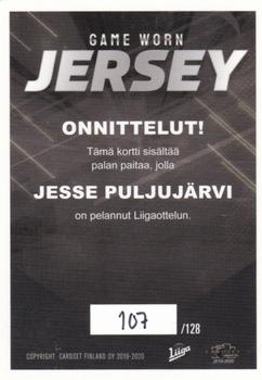 2019-20 Cardset Finland Series 2 - Game Worn Jersey Series 2 Exchange #NNO Jesse Puljujärvi Back