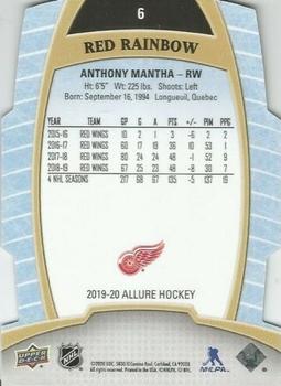 2019-20 Upper Deck Allure - Red Rainbow #6 Anthony Mantha Back