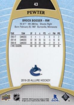 2019-20 Upper Deck Allure - Pewter #43 Brock Boeser Back