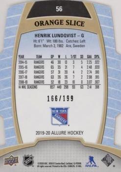 2019-20 Upper Deck Allure - Orange Slice #56 Henrik Lundqvist Back