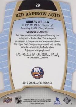 2019-20 Upper Deck Allure - Red Rainbow Autographs #29 Anders Lee Back