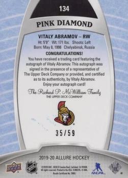 2019-20 Upper Deck Allure - Pink Diamond Autographs #134 Vitaly Abramov Back