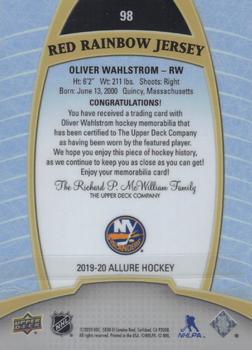 2019-20 Upper Deck Allure - Red Rainbow Jersey Relics #98 Oliver Wahlstrom Back