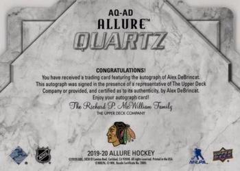 2019-20 Upper Deck Allure - Quartz Autographs #AQ-AD Alex DeBrincat Back