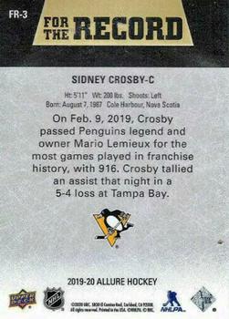 2019-20 Upper Deck Allure - For The Record #FR-3 Sidney Crosby Back