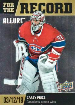 2019-20 Upper Deck Allure - For The Record #FR-9 Carey Price Front